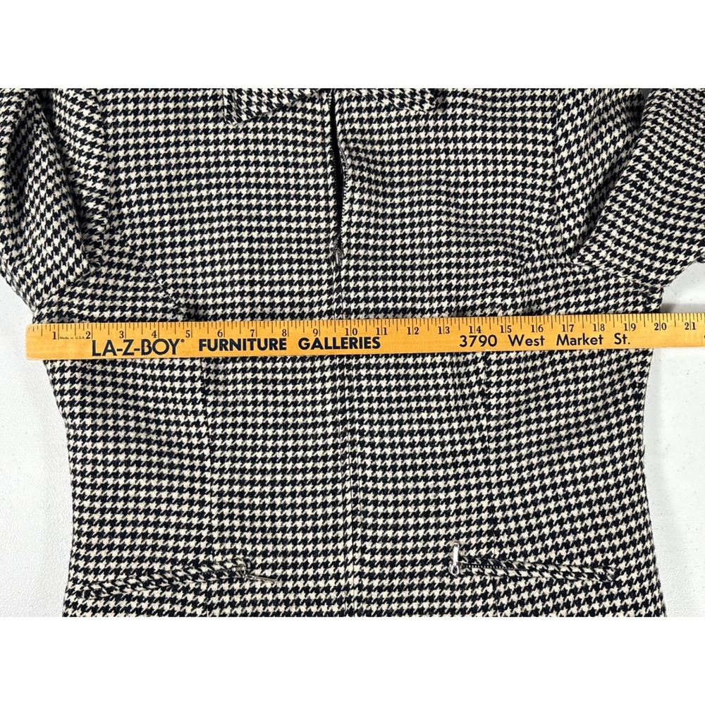 Lauren Ralph Lauren Womens 12 Houndstooth Worsted Wool Tweed Zip Blazer Vintage - Picture 8 of 12